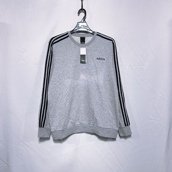 Adidas Men’s Crew Neck Long Sleeve Sweatshirt XL Light Heather Grey Soft Cotton - Picture 1 of 9